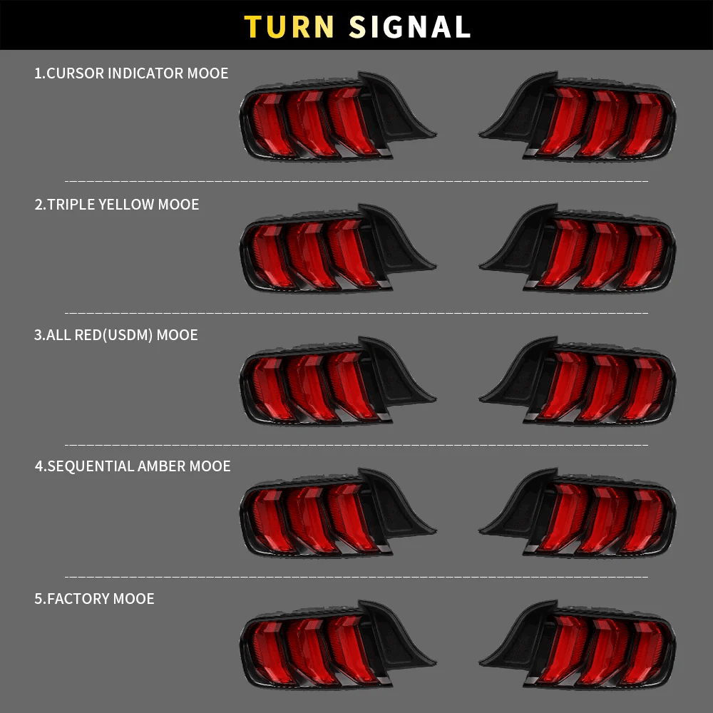 Vland LED Tail Lights Assembly for 2015-2023 Ford Mustang 6th Gen (S550)