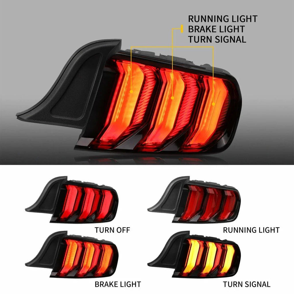 Vland LED Tail Lights Assembly for 2015-2023 Ford Mustang 6th Gen (S550)