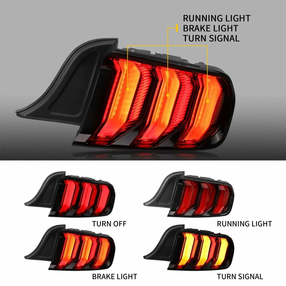 Vland LED Tail Lights Assembly for 2015-2023 Ford Mustang 6th Gen (S550)