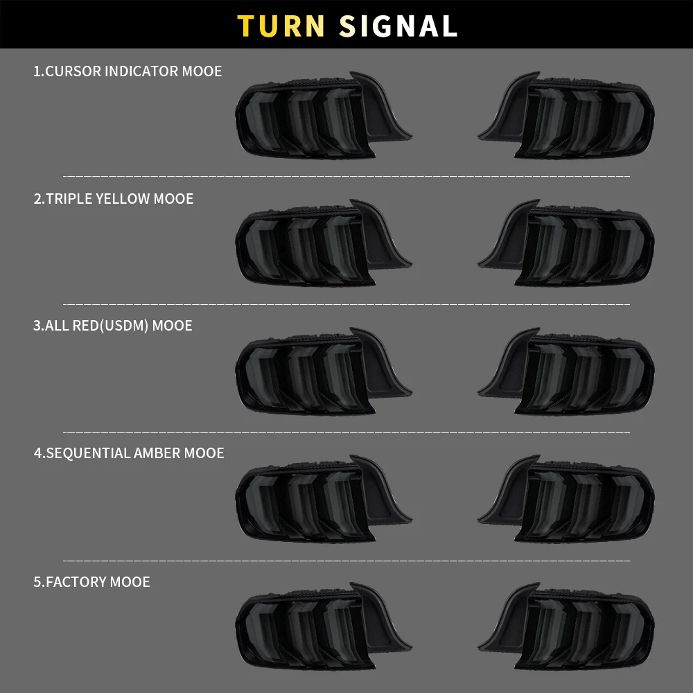 Vland LED Tail Lights Assembly for 2015-2023 Ford Mustang 6th Gen (S550)