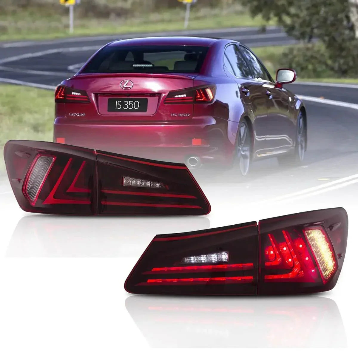 Vland LED Tail Lights Assembly With Amber Turn Signal for 2006-2012 Lexus IS