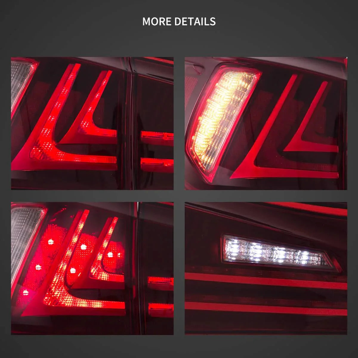Vland LED Tail Lights Assembly With Amber Turn Signal for 2006-2012 Lexus IS