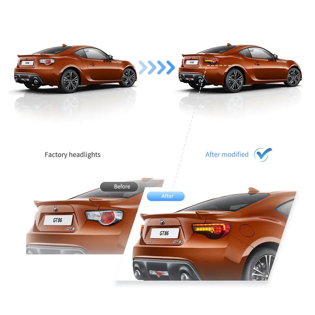 Vland Sequential LED Tail Lights for 2012-2021 Toyota 86, Subaru BRZ, Scion FR-S