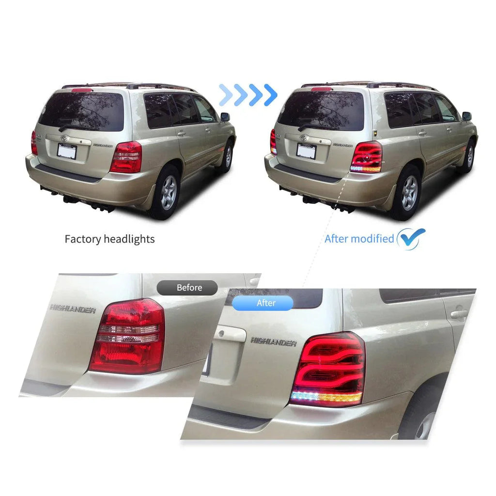 Vland LED Tail Lights Assembly for 2001-2007 Toyota Highlander 1st Gen (XU20)