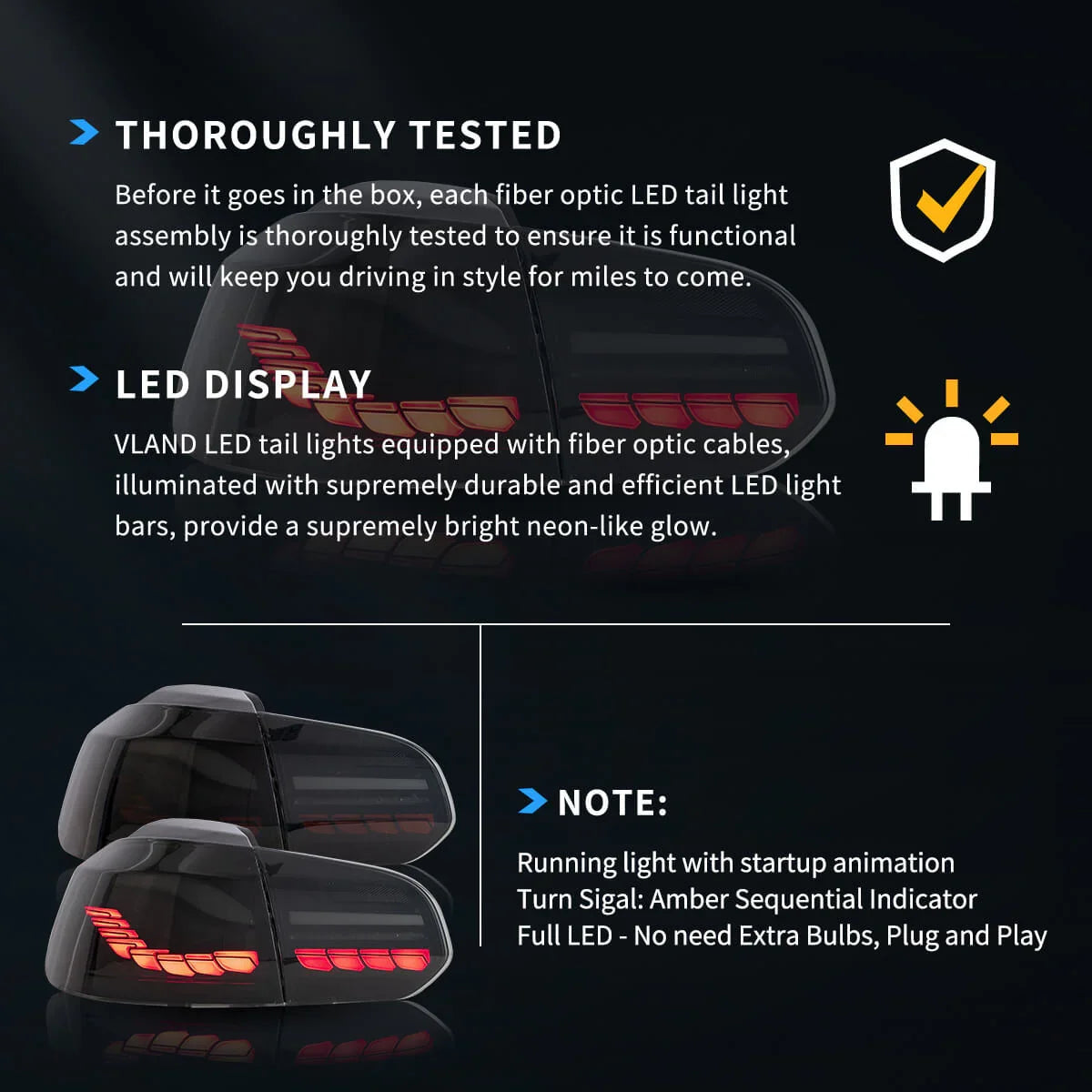Vland OLED Tail Light Assembly With Dynamic Welcome Lighting