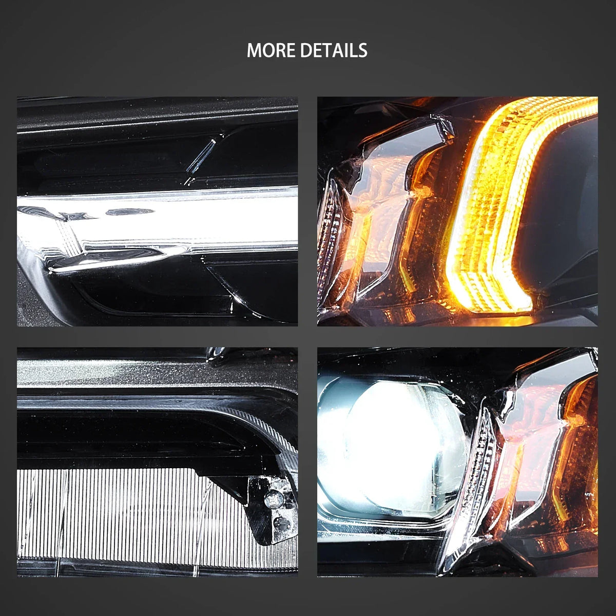 Vland Bi-LED Headlights Assembly Black for 2021-2024 Toyota Hilux