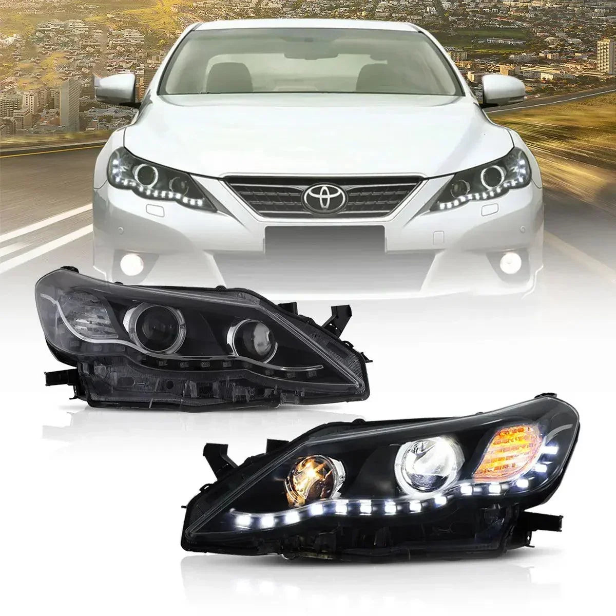Vland LED Headlight Assembly for 2009-2013 Toyota Reiz/Mark X 2nd Gen (GRX130)