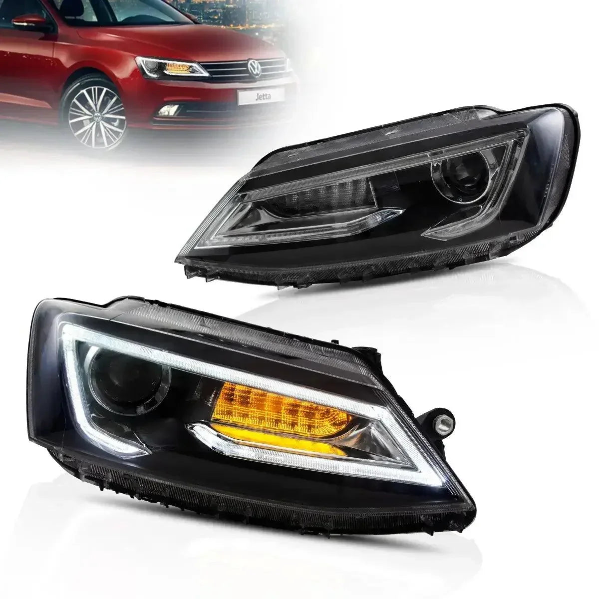 Vland LED Headlight Assembly Dual Beam Projector for 2010-2018 Volkswagen Jetta