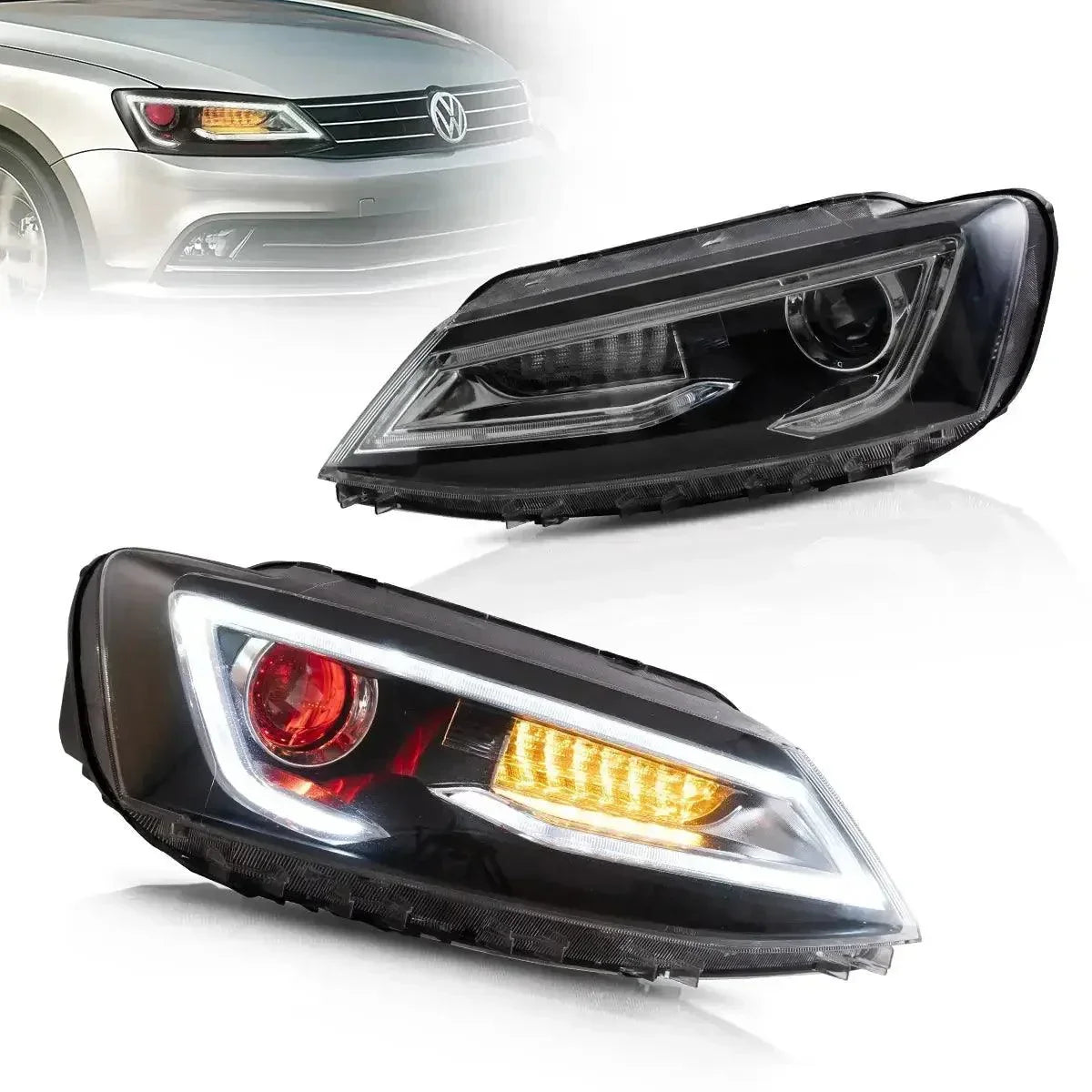 Vland LED Headlight Assembly Dual Beam Projector for 2010-2018 Volkswagen Jetta