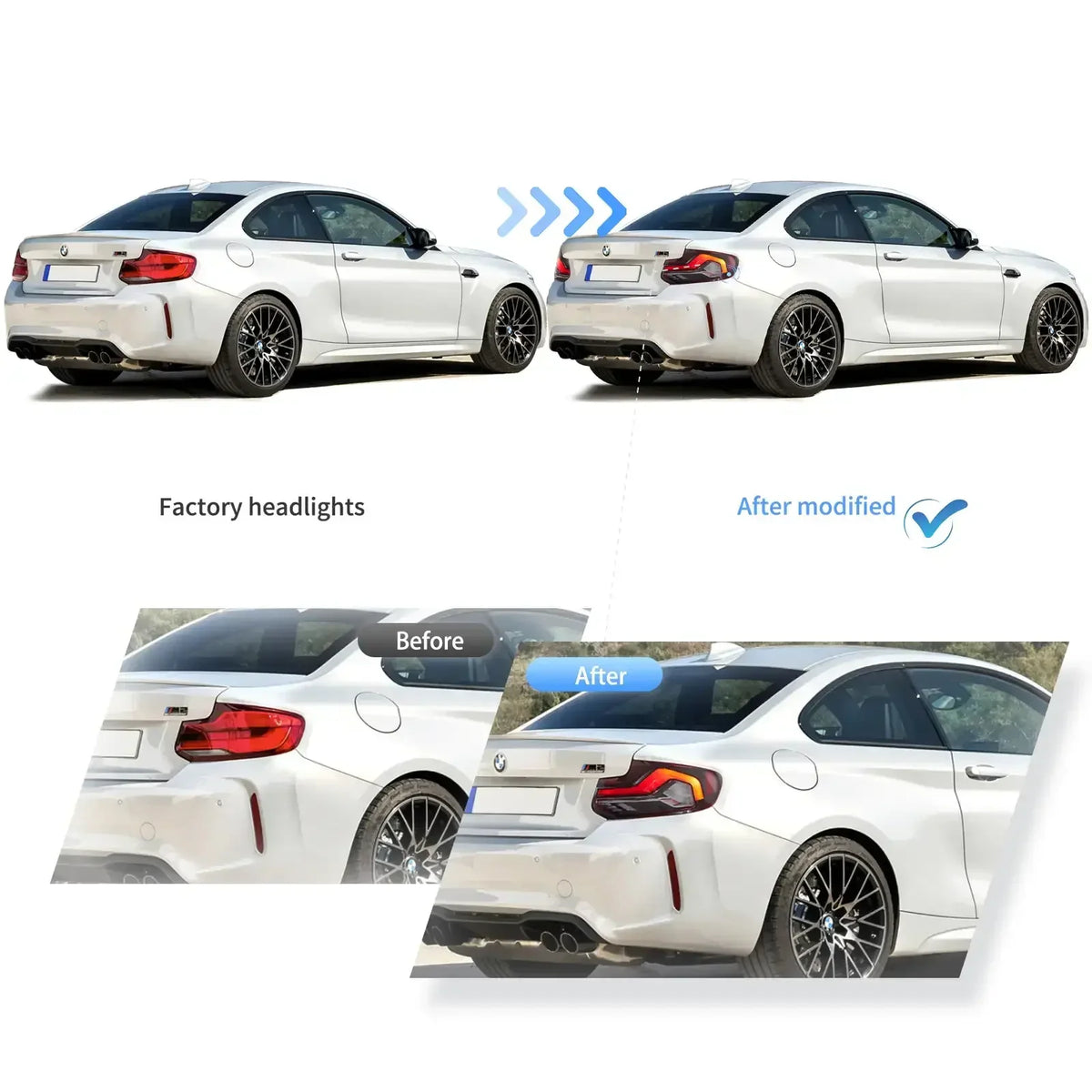 Vland LED Tail Lights Assembly for 2014-2021 BMW 2