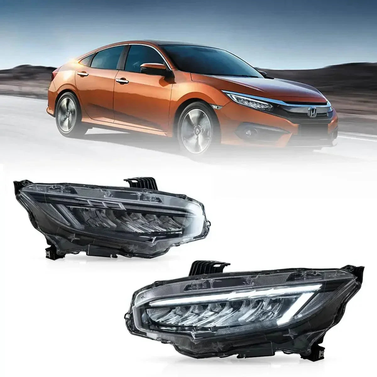 Vland LED Headlight Assembly Reflection Bowl for 2016-2021 Honda Civic 10th Gen