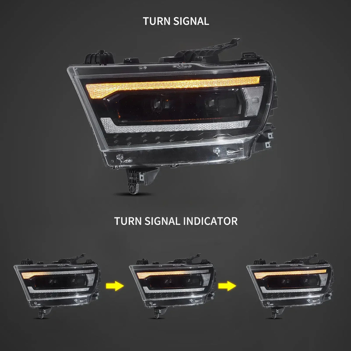 Vland Full LED Headlight Assembly for 2019-2024 Dodge Ram 1500