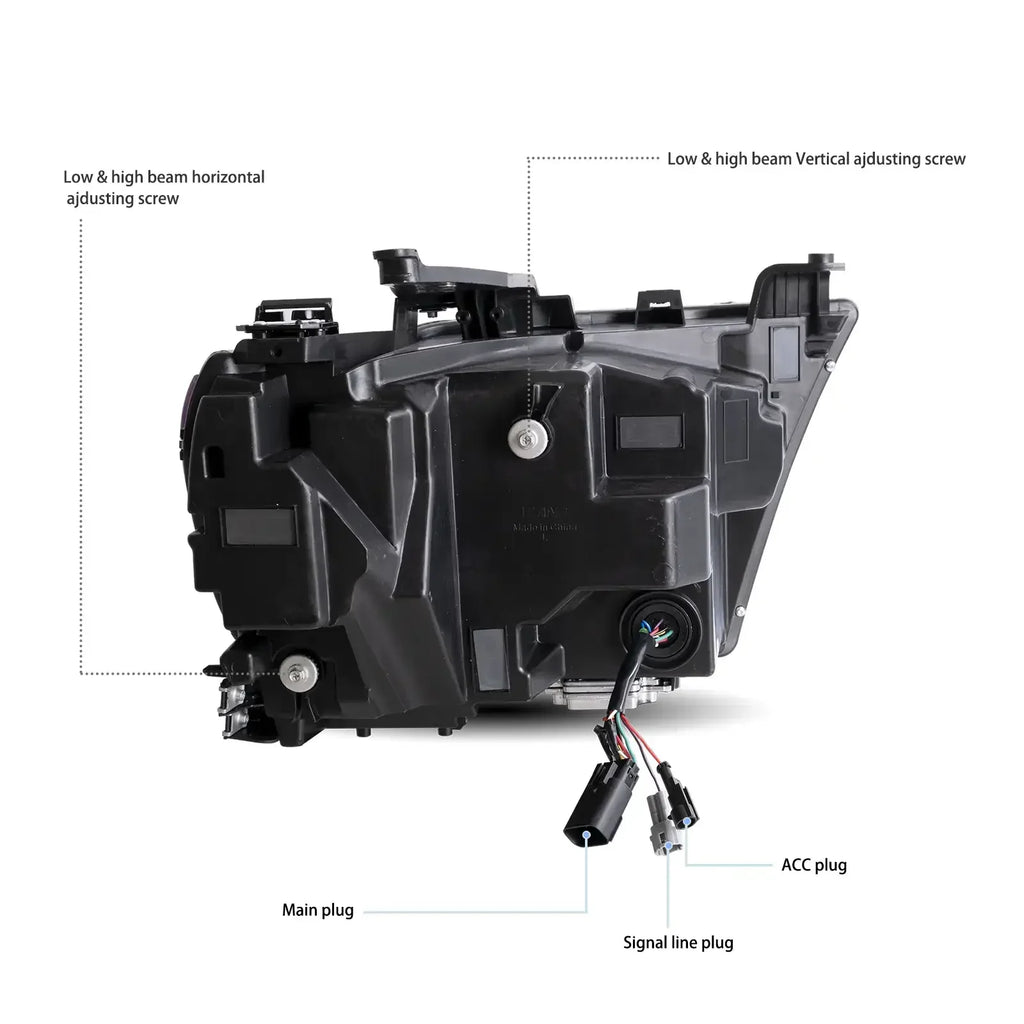 Vland Full LED Headlight Assembly for 2019-2024 Dodge Ram 1500