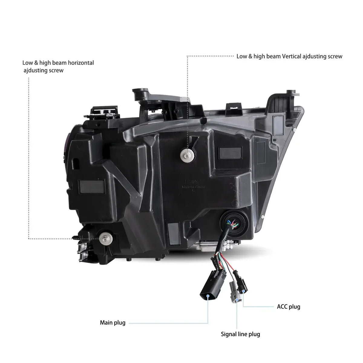 Vland Full LED Headlight Assembly for 2019-2024 Dodge Ram 1500