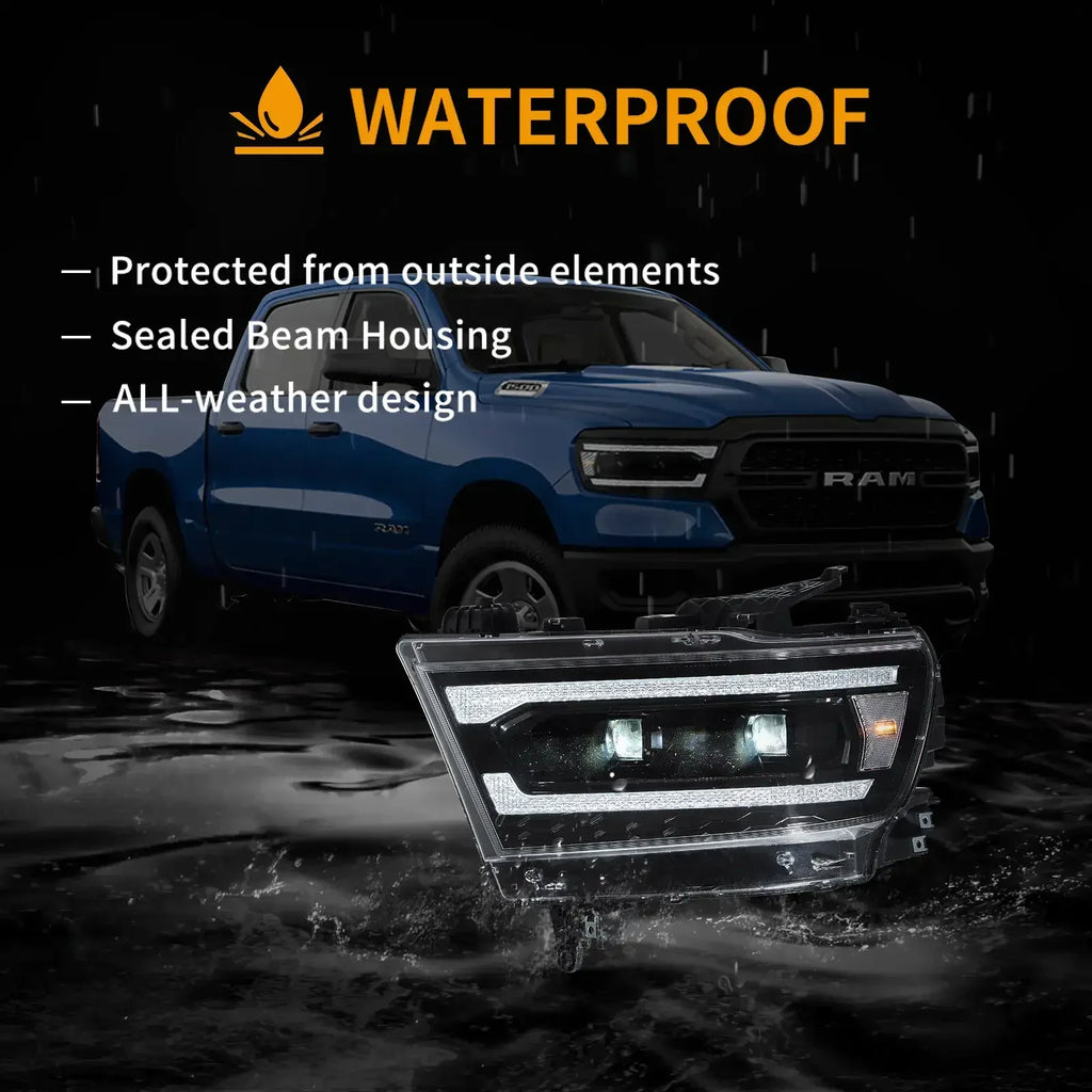 Vland Full LED Headlight Assembly for 2019-2024 Dodge Ram 1500