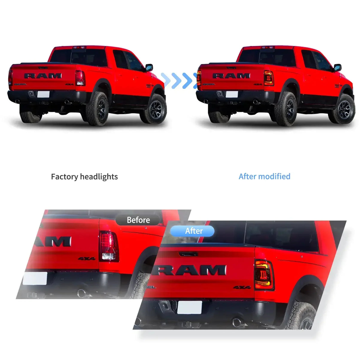 Vland Upgrade LED Tail Lights Assembly for 2009-2018 Dodge Ram