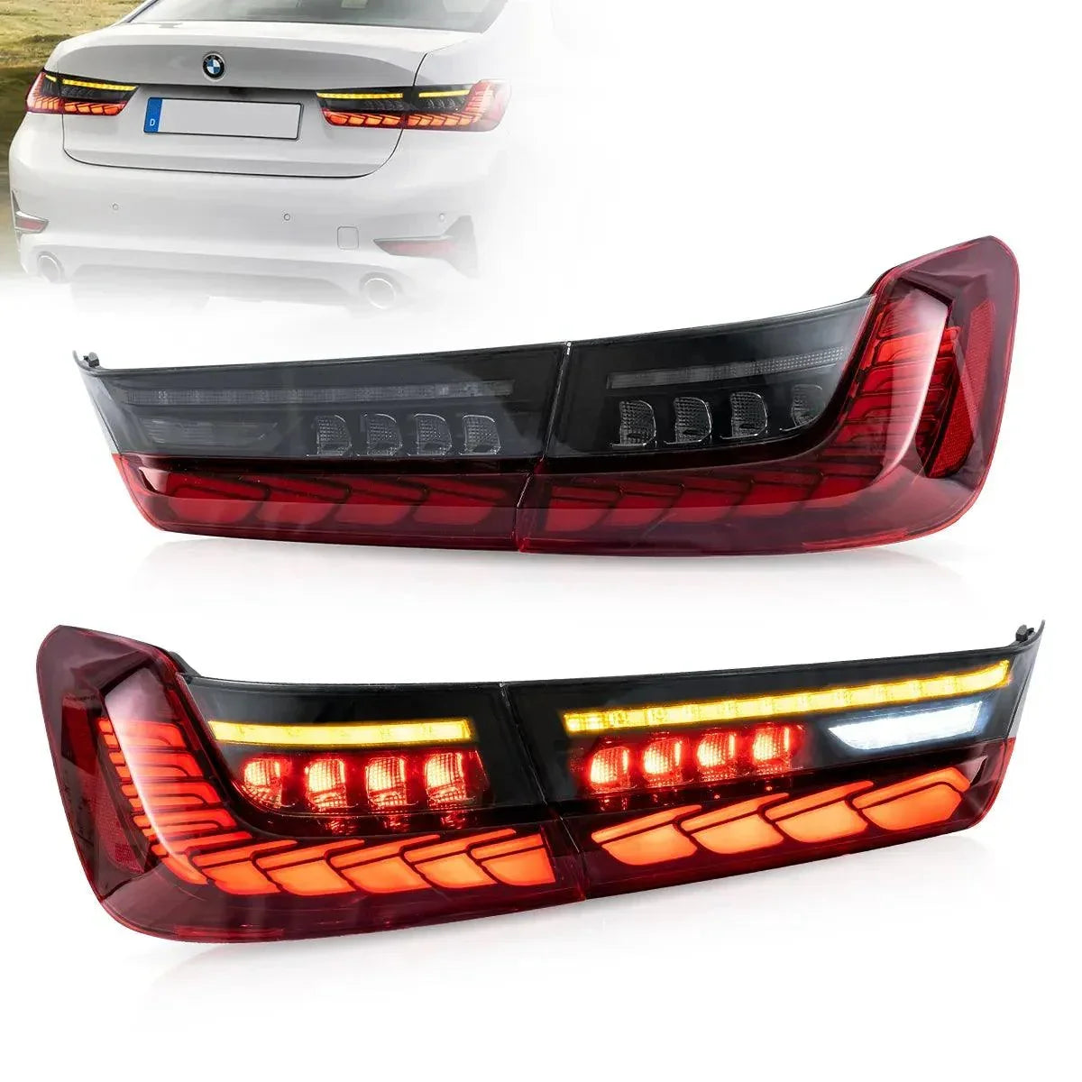 Vland LED Tail Lights Assembly Sequential Turn Signal for 2018-2022 BMW 3