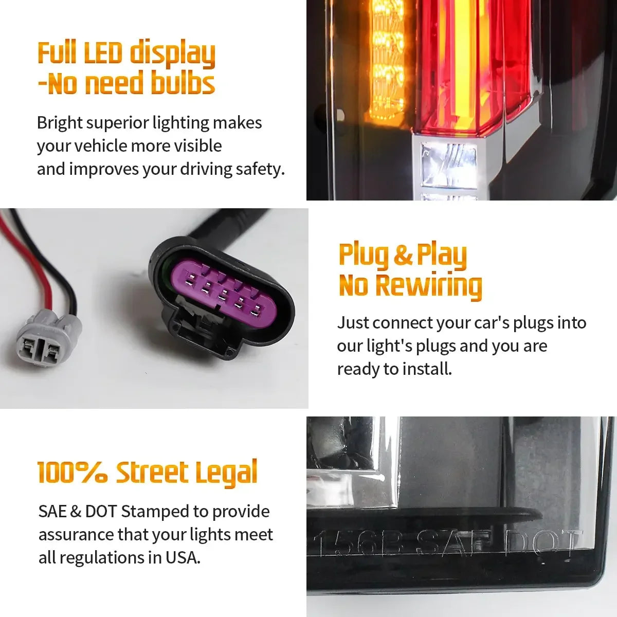 Vland LED Tail Light for 2007-2014 GMC Yukon Chevy Tahoe Suburban 3rd Gen