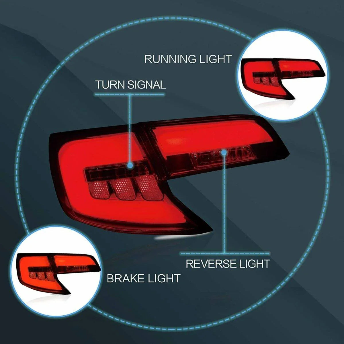 Vland LED Tail Lights Assembly for 2012-2014 Toyota Camry XV50 Regular Models
