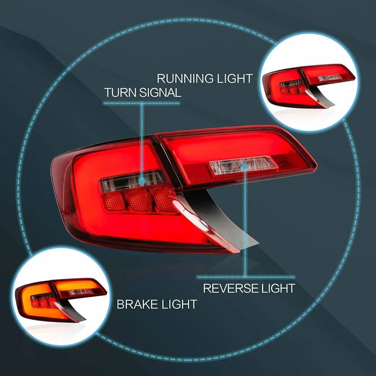Vland LED Tail Lights Assembly for 2012-2014 Toyota Camry XV50 Regular Models