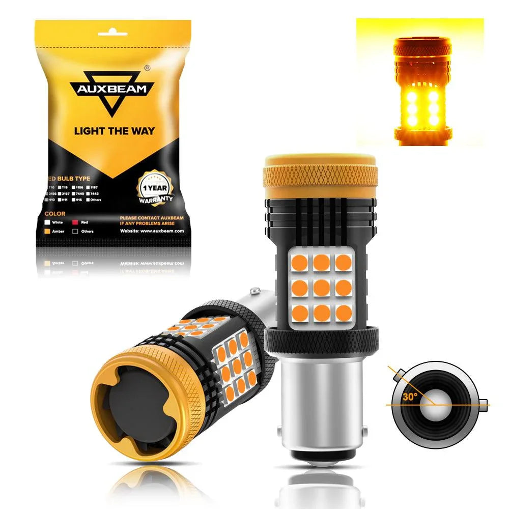 Auxbeam 1157 BAY15D 1156 BA15S BAU15S White Amber Red No Hyper Flash LED Turn