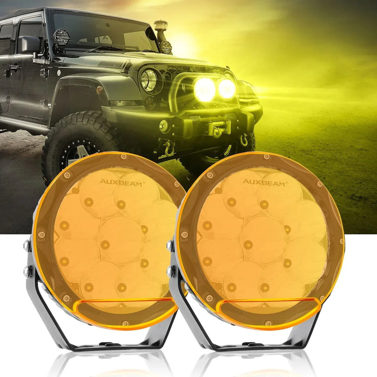 Auxbeam 7 Inch 90W Round Spot Beam Offroad LED Driving Lights w/ SAE