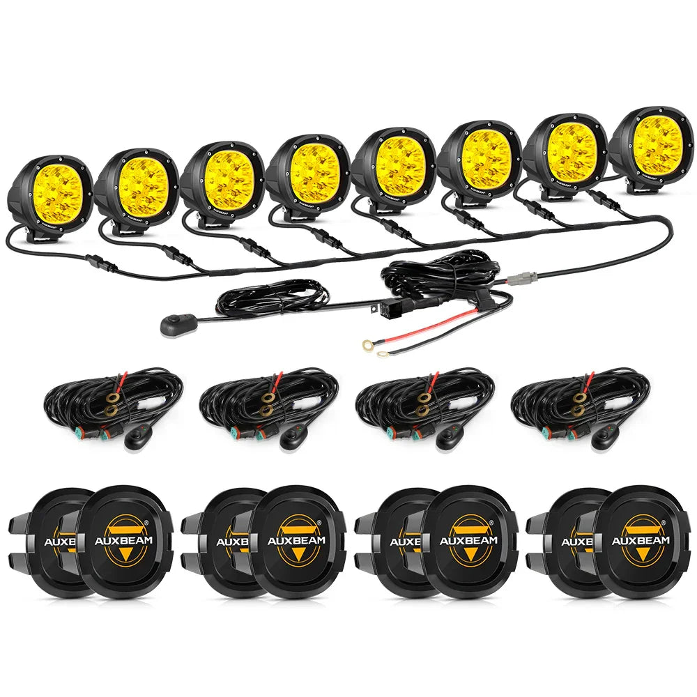 Auxbeam P4 Series 4 Inch 90W Round LED Driving Lights Spot Amber Pod Lights
