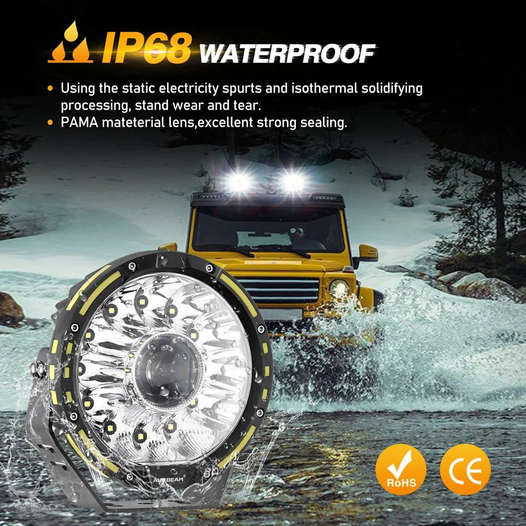 7 Inch 230W 33332LM 360-PRO Series Custom Lens Offroad LED Driving Lights+Amber/Black Covers(Optional) for FORD F150 F250