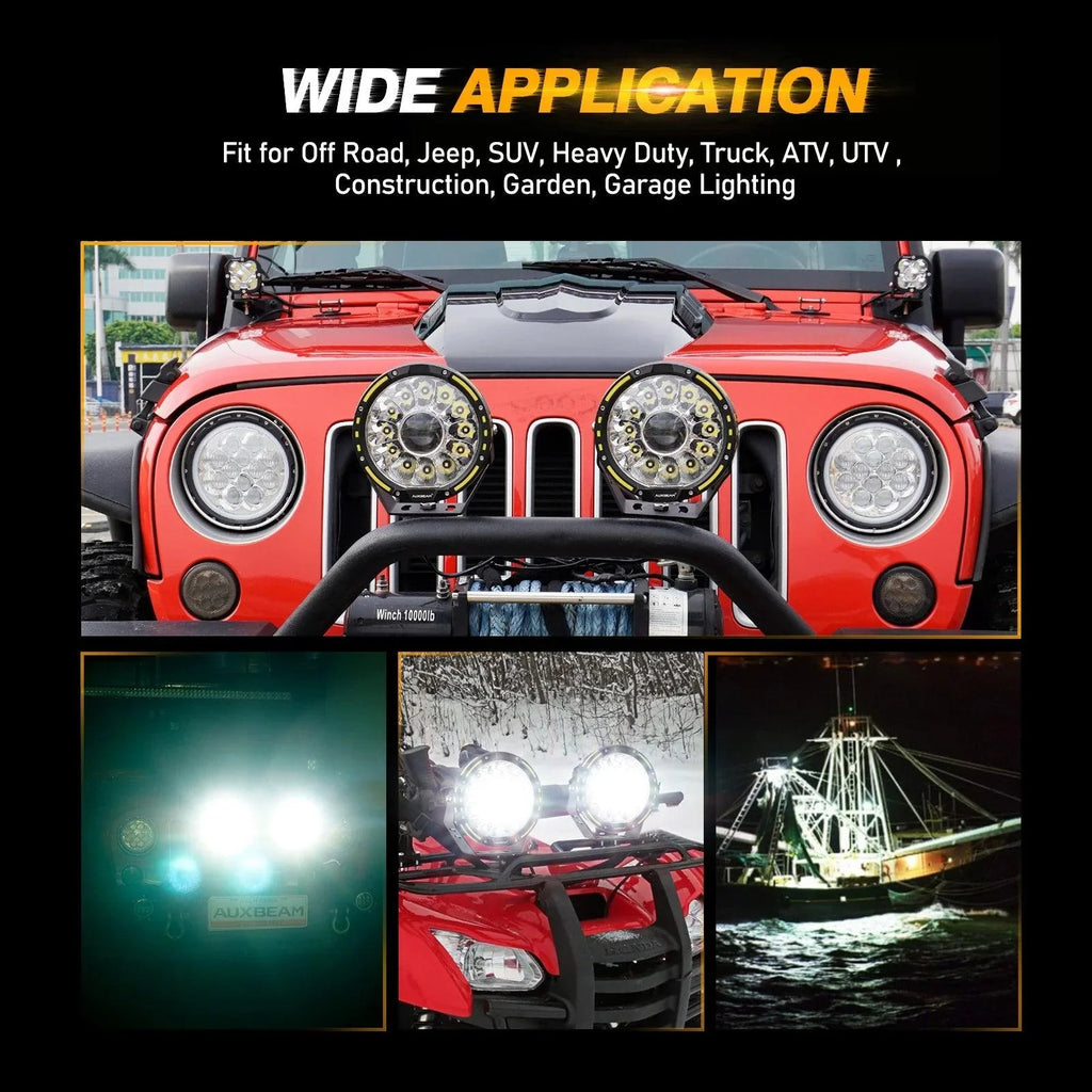 7 Inch 230W 33332LM 360-PRO Series Custom Lens Offroad LED Driving Lights+Amber/Black Covers(Optional) for JEEP WRANGLER JL JK TJ