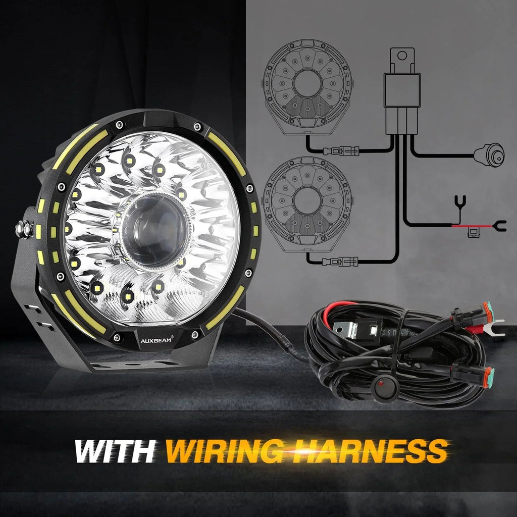 7 Inch 230W 33332LM 360-PRO Series Custom Lens Offroad LED Driving Lights+Amber/Black Covers(Optional) for JEEP WRANGLER JL JK TJ