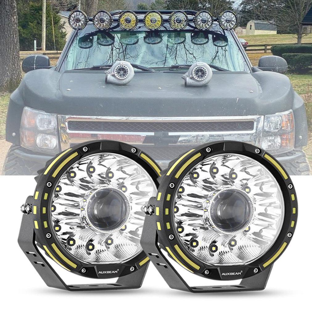 7 Inch 230W 33332LM 360-PRO Series Custom Lens Offroad LED Driving Lights for 2008 Chevy Silverado 1500 Chevy Silverado 2500 3500