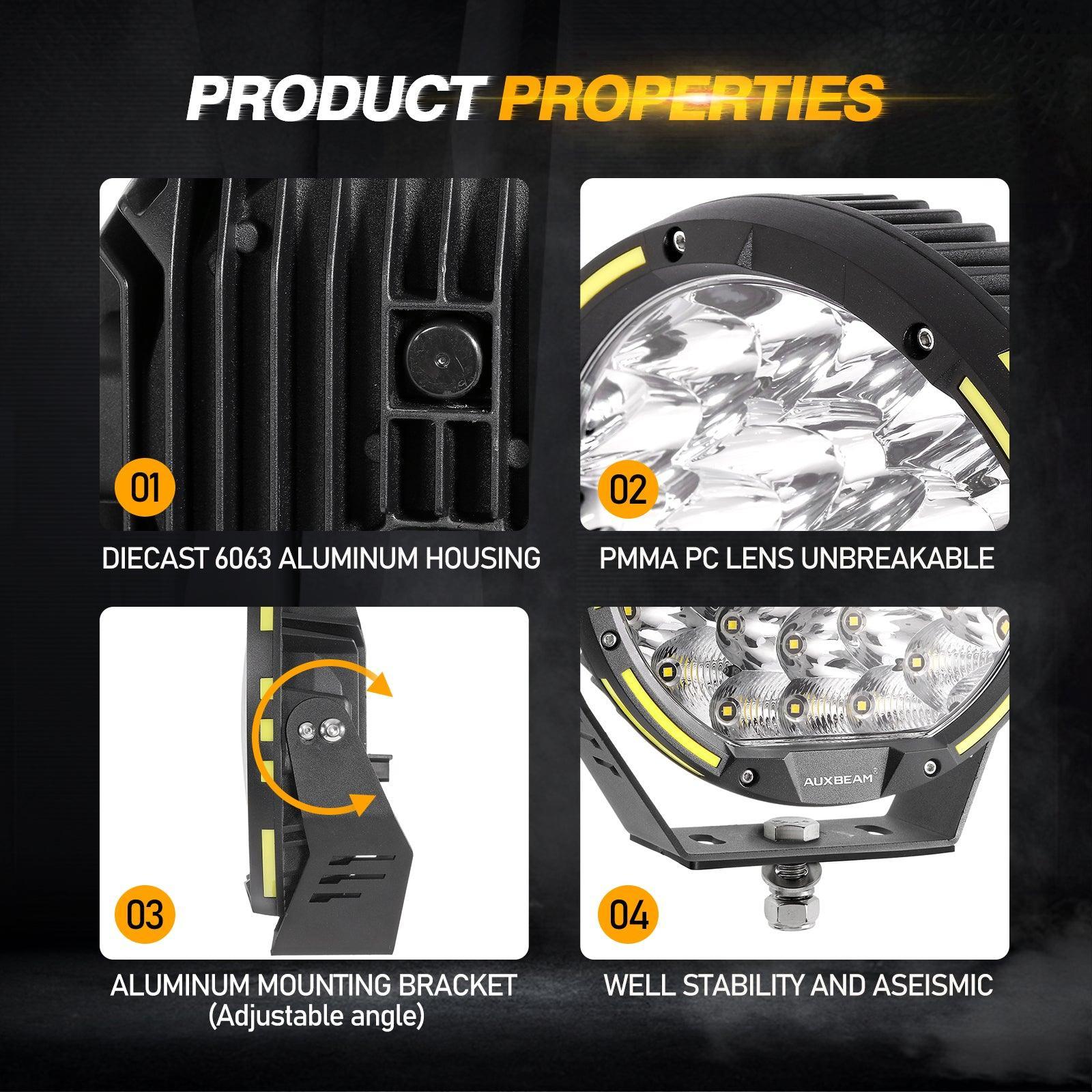 9 INCH 270W 37776LM 360-PRO Series Custom Lens LED Driving Lights+Amber/Black Covers(Optional) for Toyota Tacoma 2016 2017 2018 2019 2020 2021