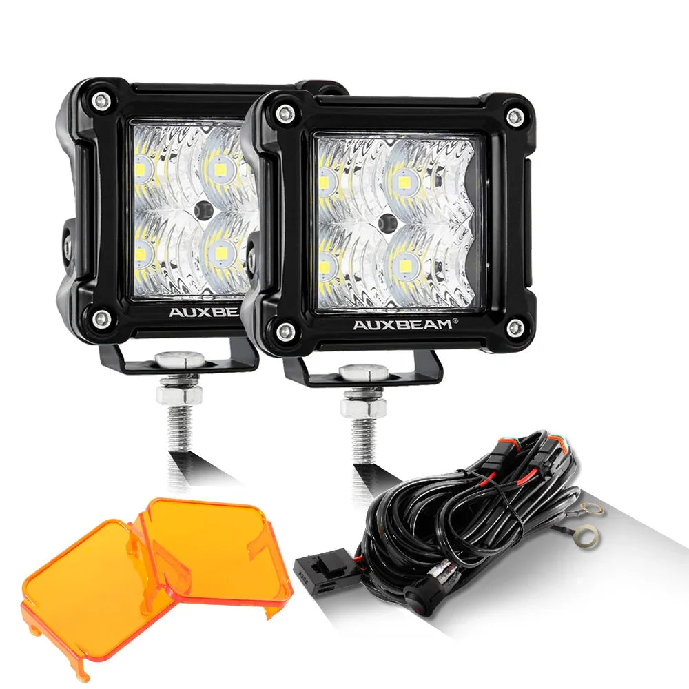 3" 40W LED Pods Light Spot/Flood Multicolor frame with wiring harness for JEEP