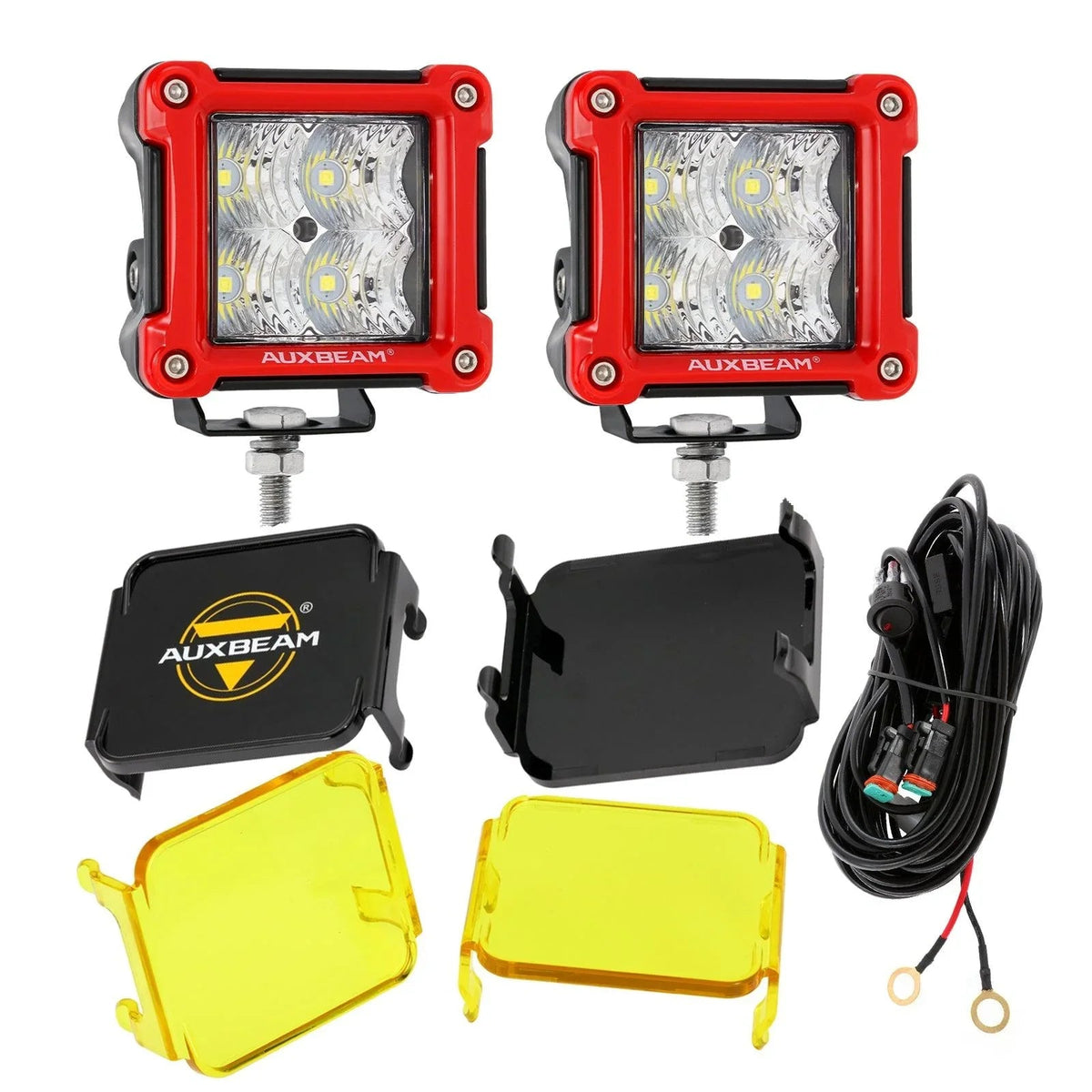 Auxbeam 3" 40W LED Pods Light Spot/Flood Multicolor frame with wiring harness