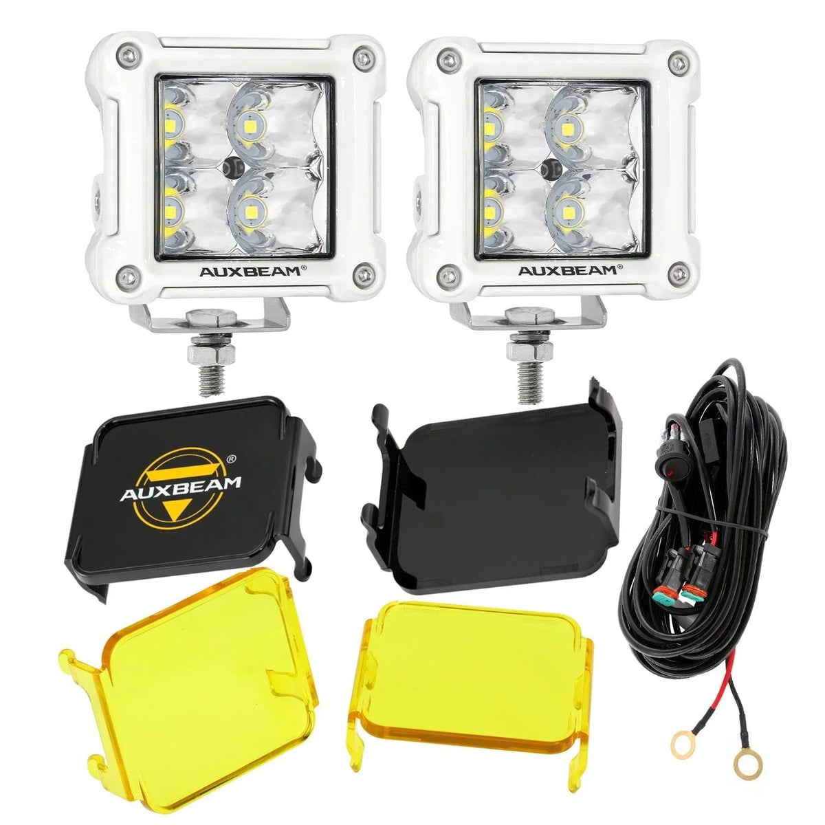 Auxbeam 3" 40W LED Pods Light Spot/Flood Multicolor frame with wiring harness