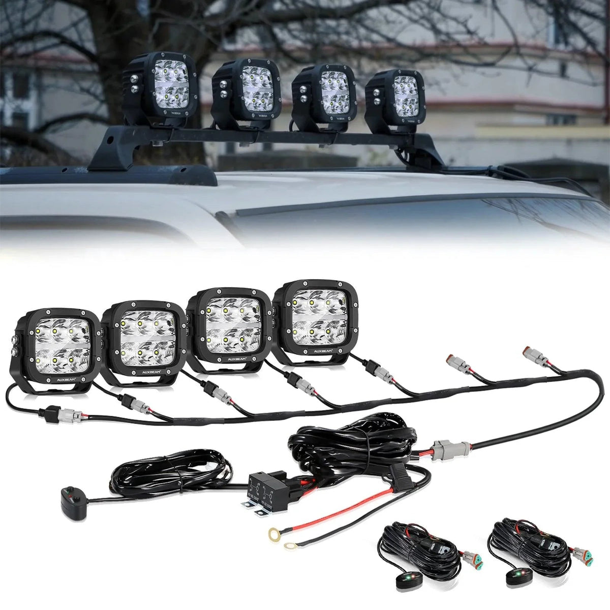 Auxbeam XP-ULTRA Series 5 Inch 132W White/Amber LED Pods Driving Light