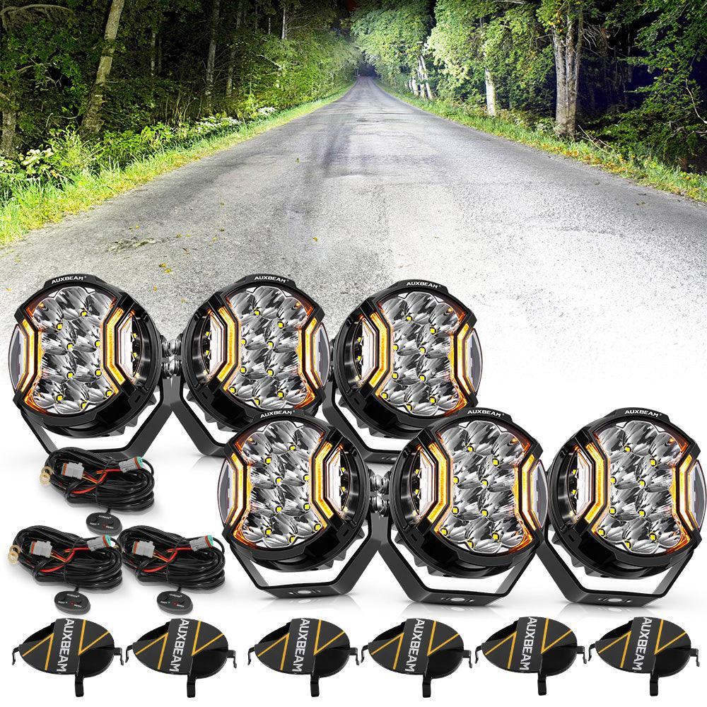 V-ULTRA Series  3/5/7/9 Inch LED Side Shooter Amber/White Pod Lights with Amber DRL