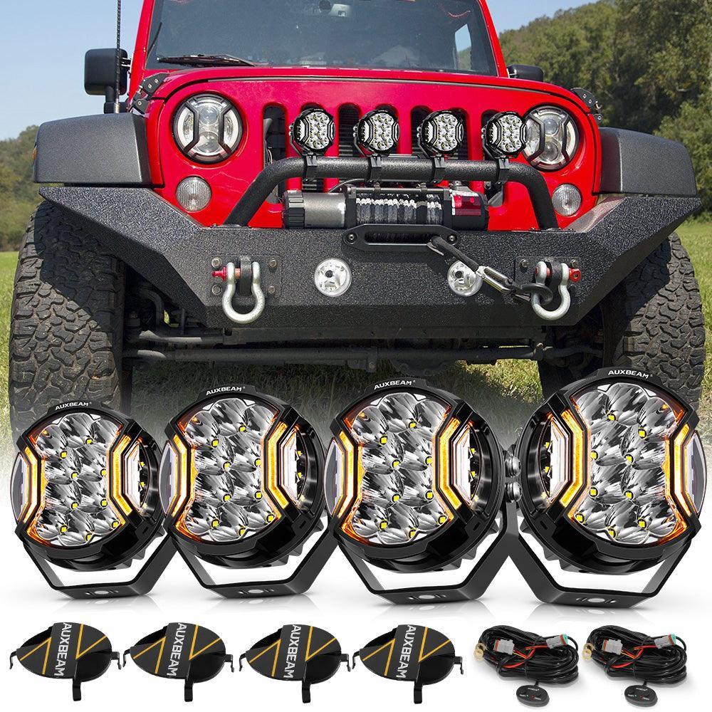 V-ULTRA Series  3/5/7/9 Inch LED Side Shooter Amber/White Pod Lights with Amber DRL