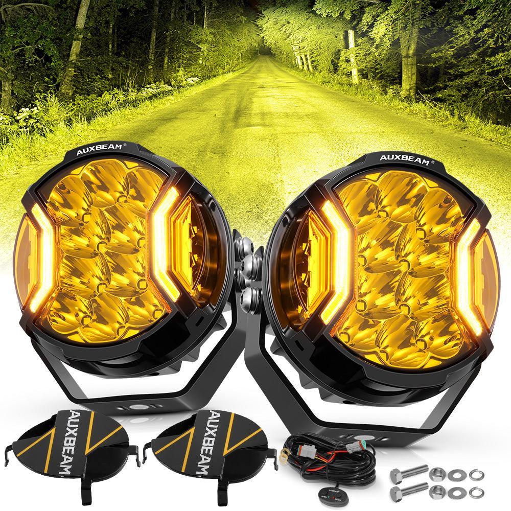 V-ULTRA Series  3/5/7/9 Inch LED Side Shooter Amber/White Pod Lights with Amber DRL