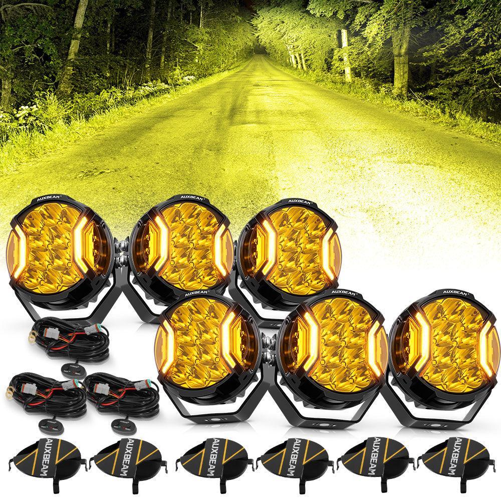 V-ULTRA Series  3/5/7/9 Inch LED Side Shooter Amber/White Pod Lights with Amber DRL