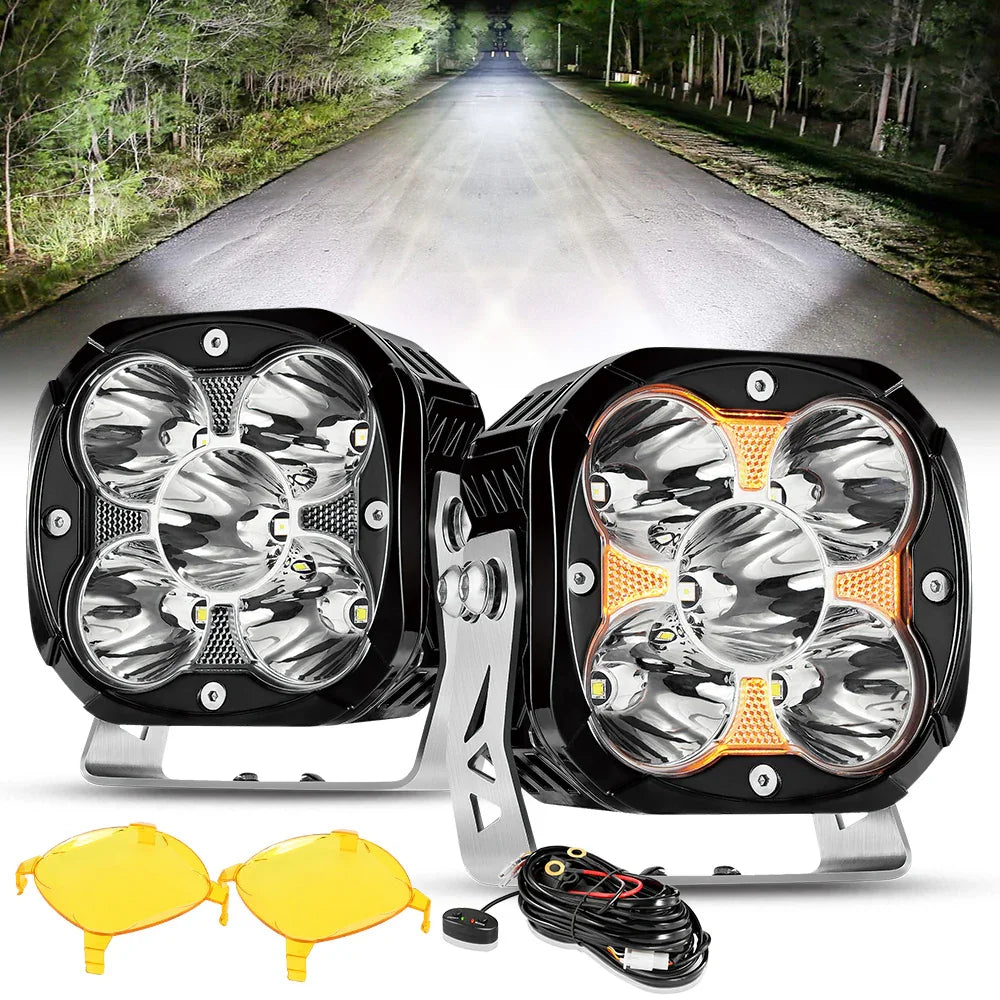 XP-ULTRA Series 4.5 Inch LED Pod Lights Off Road Lights with Amber DRL