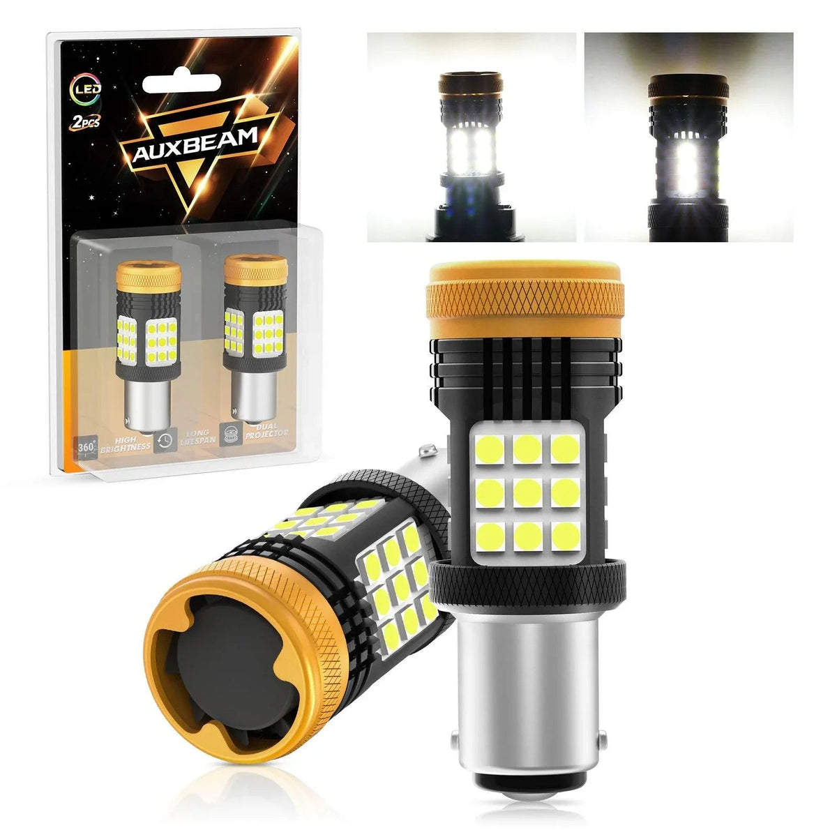 Auxbeam 1157 BAY15D 1156 BA15S BAU15S White Amber Red No Hyper Flash LED Turn