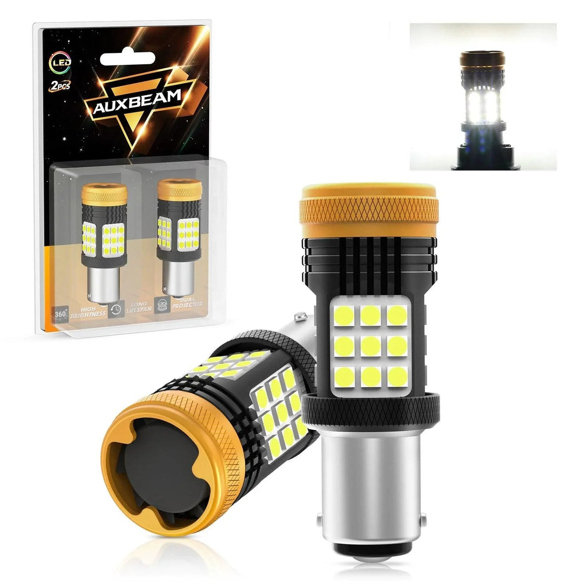 Auxbeam 1157 BAY15D 1156 BA15S BAU15S White Amber Red No Hyper Flash LED Turn
