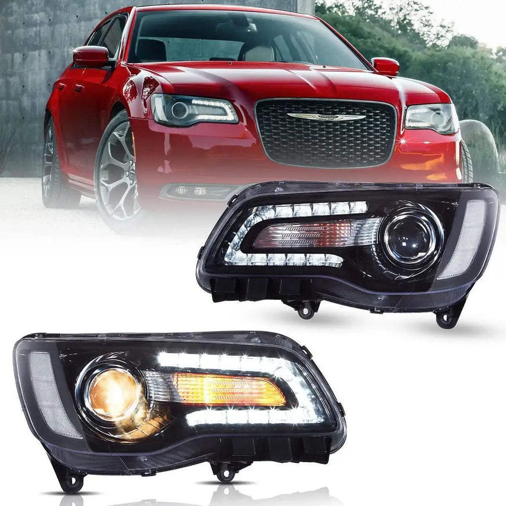 Vland LED Headlight Assembly Dual Beam Projector 2011-UP Chrysler
