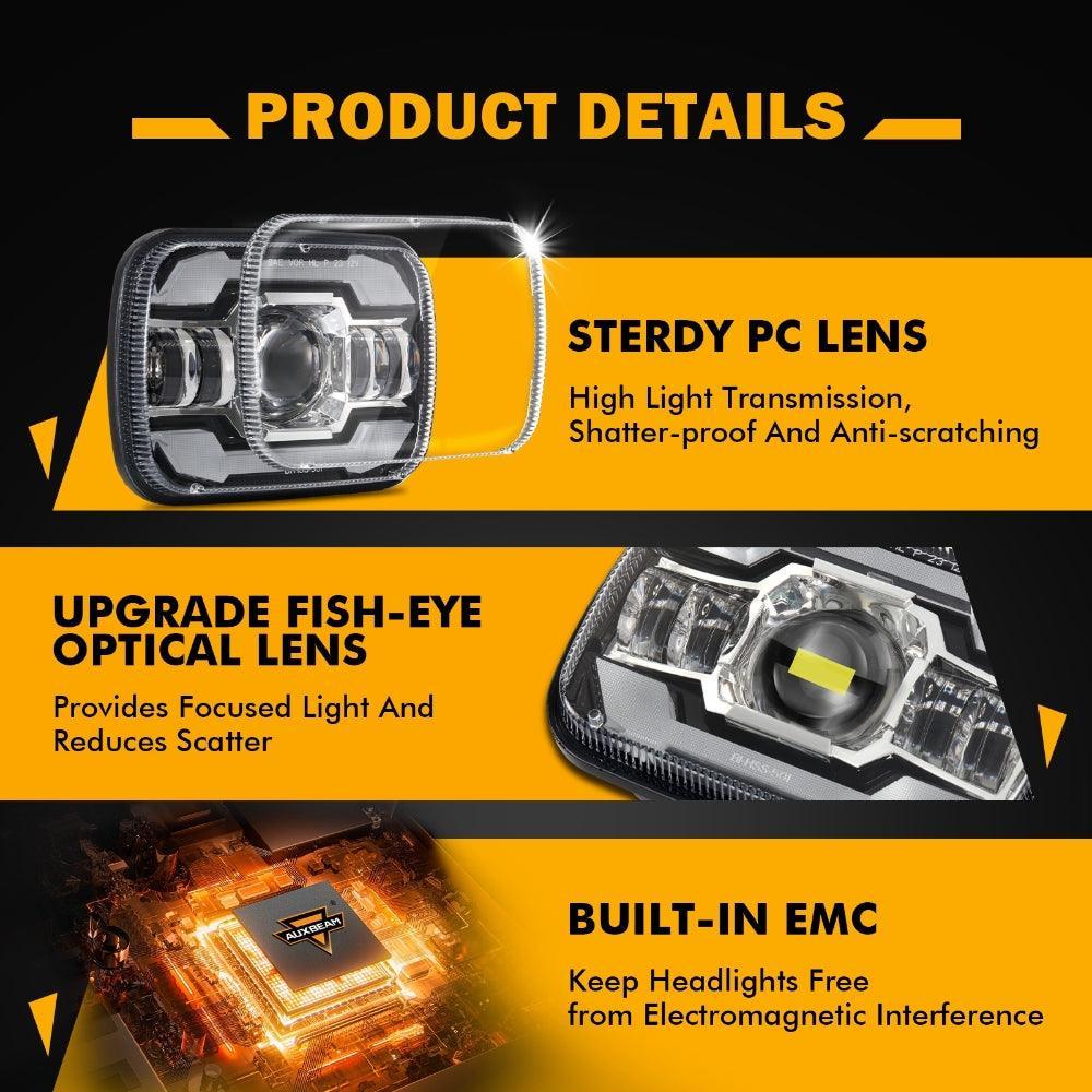 Auxbeam Starlight Flow Series 7x6 Inch Sealed Beam LED Headlights