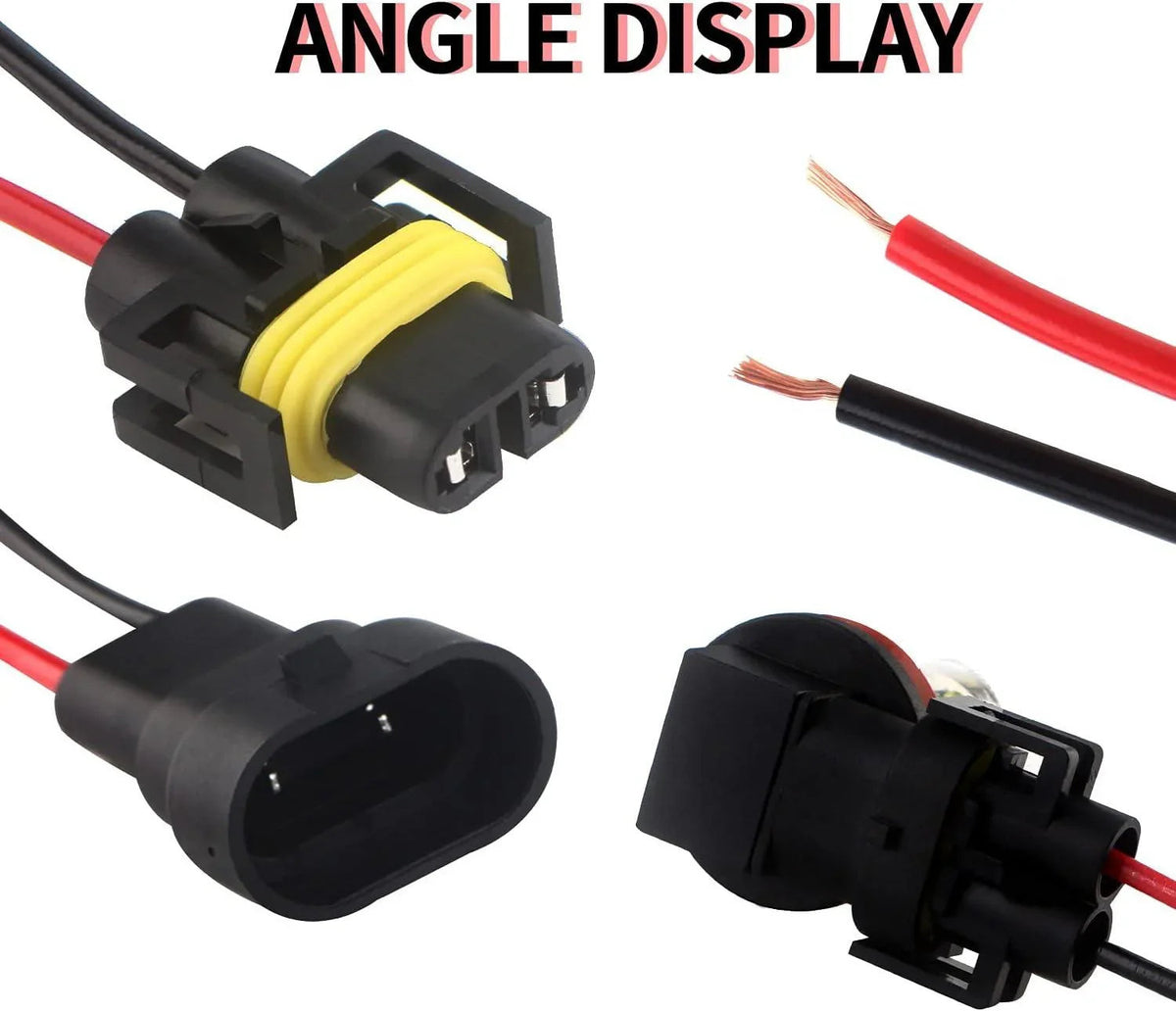 Auxbeam H11 LED Headlight Socket Male & Female Adapter Wiring Harness Connector