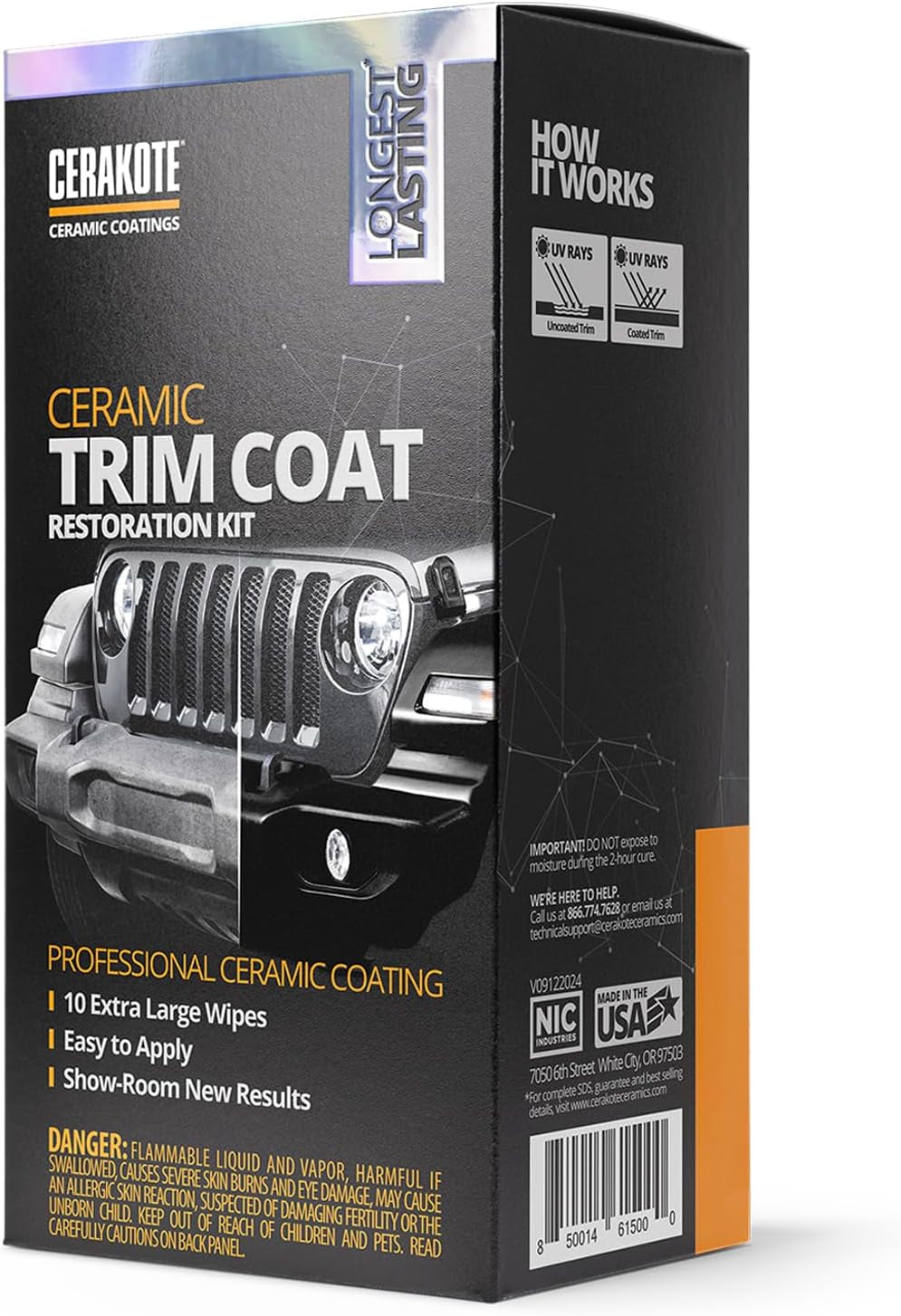 Ceramic Trim Coat Plastic Restoration Kit - 200+ Wash Durability (10-Wipe Pack)