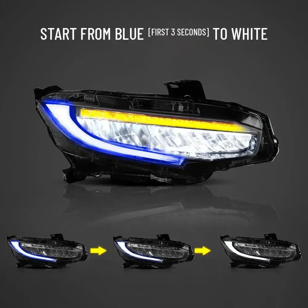 Vland LED Headlight Assembly for 2016-2021 Honda Civic 10th Gen (FC/FK)