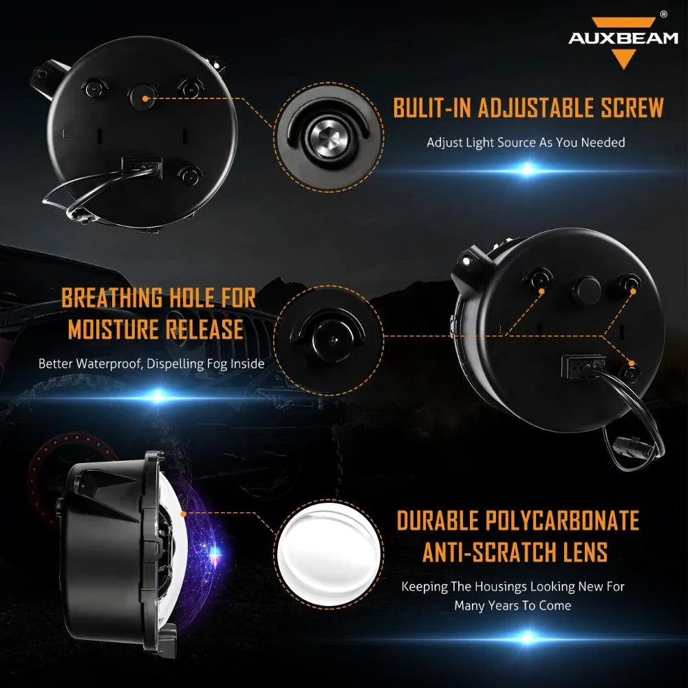 Auxbeam 9'' Round 100W LED Headlights for 2018-2022 Jeep Wrangler JL, 2019-2022