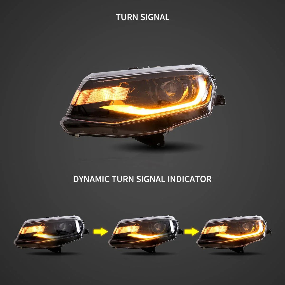 Vland LED Headlight Assembly Dual Beam for 2016-2022 Chevrolet Camaro 6th Gen